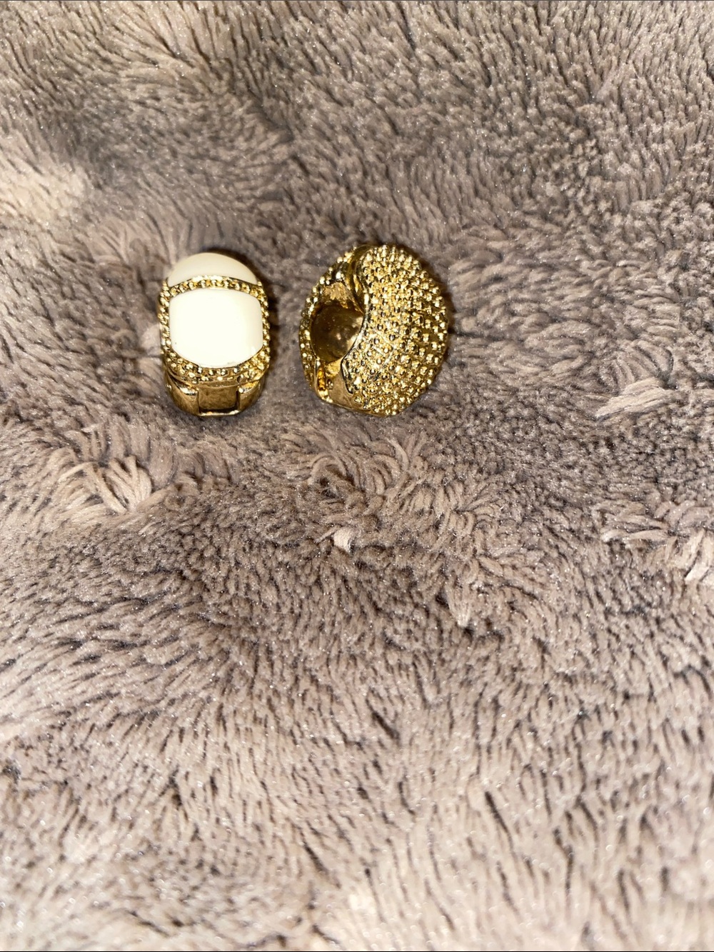 Vintage Gold Tone and Cream Statement Clip-On  Magnetized Earrings
